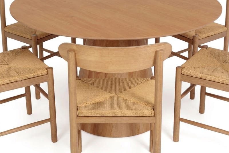 Siena Matgrupp runt 150 cm Ek med 6 Malte Matstolar - Ek - Products - Möbler - Bord & matgrupp - Matgrupp