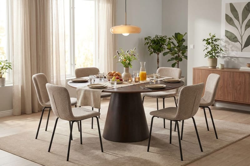 Siena Matgrupp runt 150 cm Rökt Ek med 6 Katy Matstolar - Rökt ek - Products - Möbler - Bord & matgrupp - Matgrupp