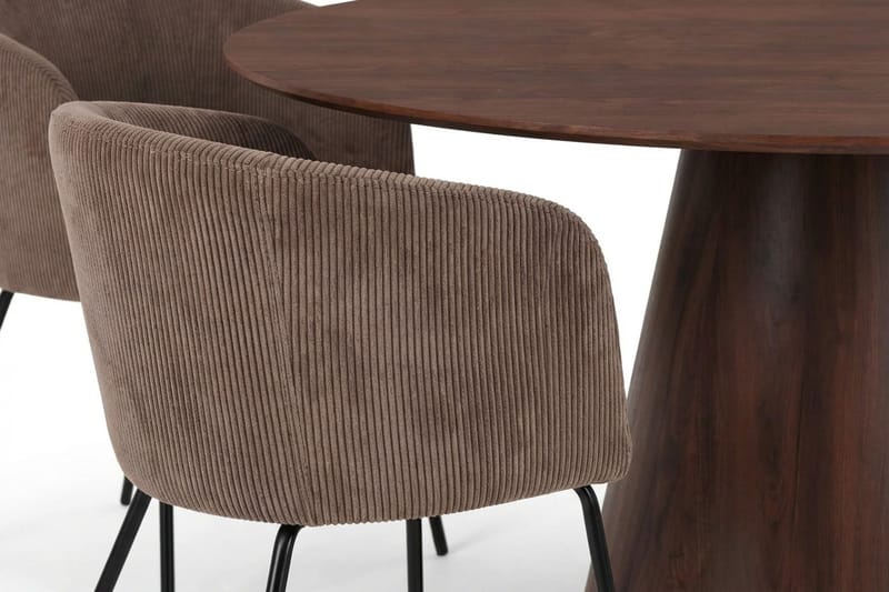 Siena Matgrupp runt 150 cm Valnöt med 6 Berit Matstolar - Valnöt - Products - Möbler - Bord & matgrupp - Matgrupp