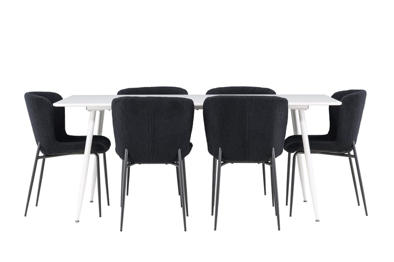 Silar Matgrupp 180 cm Rektangulär med 6 Modesto stolar - Vit/Svart - Products - Möbler - Bord & matgrupp - Matgrupp