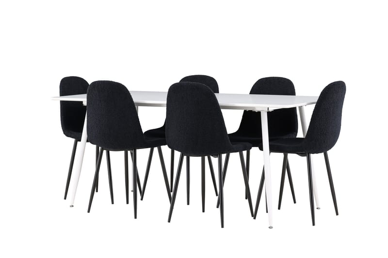 Silar Matgrupp 180 cm Rektangulär med 6 Polar stolar - Vit/Svart - Products - Möbler - Bord & matgrupp - Matgrupp