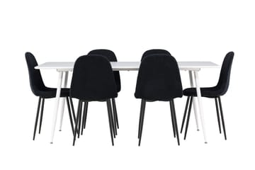 Silar Matgrupp 180 cm Rektangulär med 6 Polar stolar - Vit/Svart - Products - Möbler - Bord & matgrupp - Matgrupp