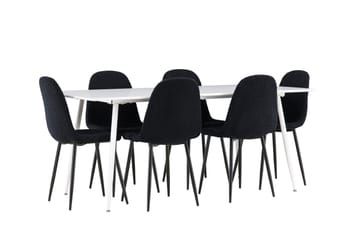 Silar Matgrupp 180 cm Rektangulär med 6 Polar stolar - Vit/Svart - Products - Möbler - Bord & matgrupp - Matgrupp