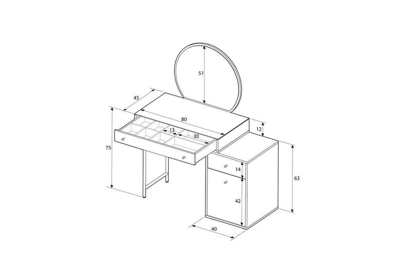 Sminkbord Sminkbord Dralen Mink Flerfärgad - Products - Möbler - Bord & matgrupp - Sminkbord & toalettbord