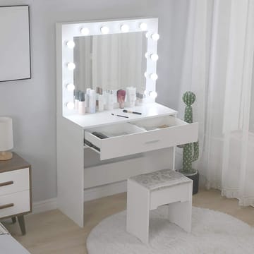Cindy vitt sminkbord med stol - Vit - Products - Möbler - Bord & matgrupp - Sminkbord & toalettbord