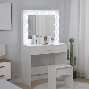 Cindy vitt sminkbord med stol - Vit - Products - Möbler - Bord & matgrupp - Sminkbord & toalettbord