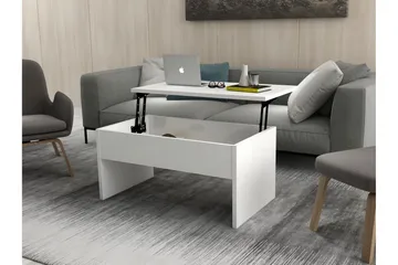 Furny Home Soffbord 90 cm Höj- och Sänkbar med Förvaring - Vit - Products - Möbler - Bord & matgrupp - Soffbord - Soffbord med förvaring