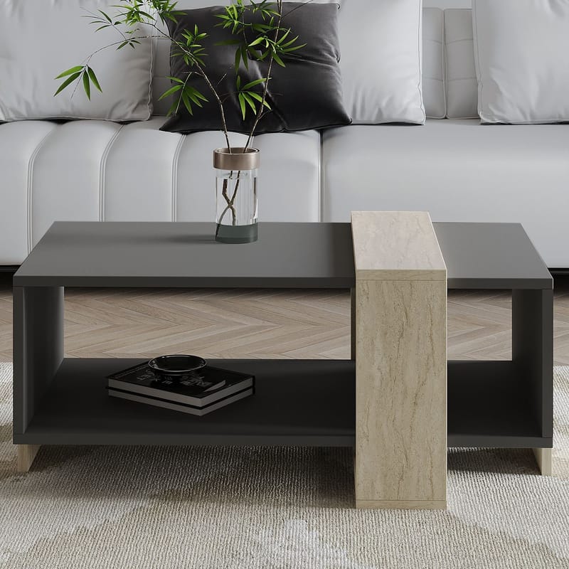 Norell Soffbord 90x40x49 cm - Travertine och Anthracite - Products - Möbler - Bord & matgrupp - Soffbord - Soffbord med förvaring