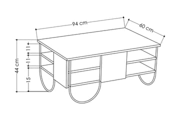 Riskalen Soffbord 94 cm med Förvaring 2 Hyllor - Grå - Products - Möbler - Bord & matgrupp - Soffbord - Soffbord med förvaring