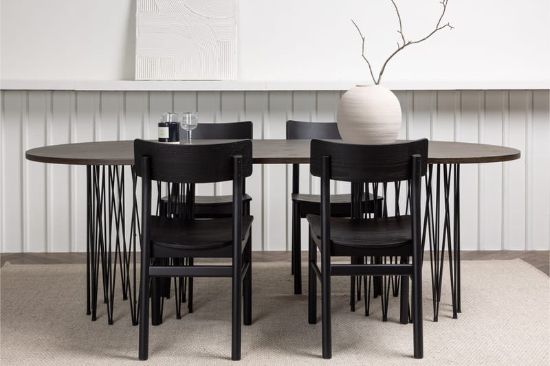 Stone Matgrupp + 4 Montros stolar Oval - Svart/Mocca - Products - Möbler - Bord & matgrupp - Matgrupp