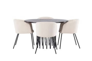 Stone Matgrupp 120 cm Rund med 4 Berit stolar - Beige - Products - Möbler - Bord & matgrupp - Matgrupp