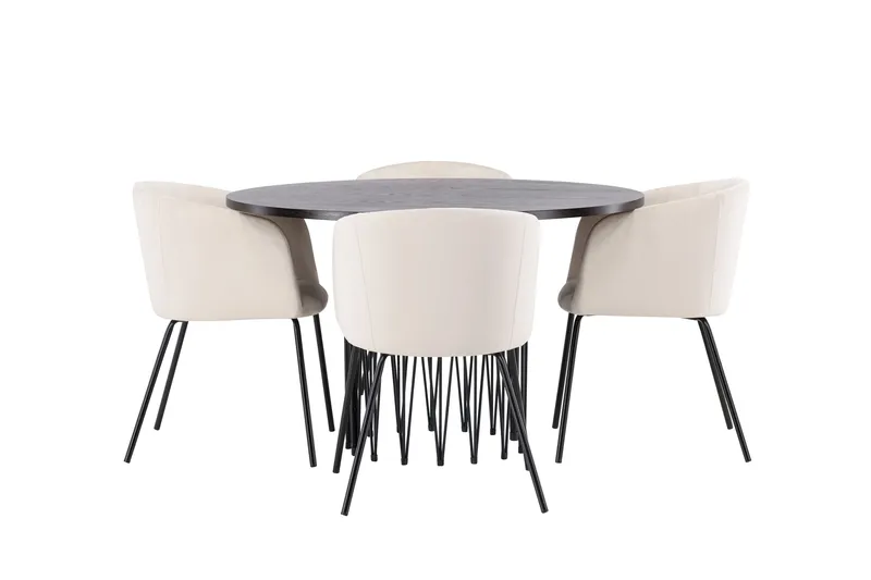 Stone Matgrupp 120 cm Rund med 4 Berit stolar, Beige