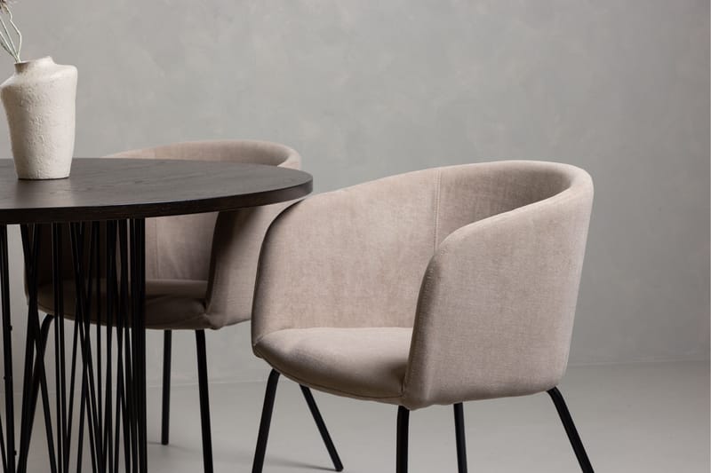 Stone Matgrupp 120 cm Rund med 4 Berit stolar - Beige - Products - Möbler - Bord & matgrupp - Matgrupp
