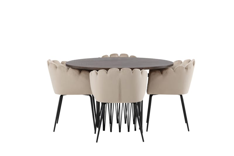 Stone Matgrupp 120 cm Rund med 4 Limhamn stolar - Beige - Products - Möbler - Bord & matgrupp - Matgrupp