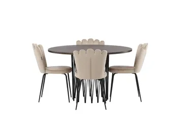 Stone Matgrupp 120 cm Rund med 4 Limhamn stolar - Beige - Products - Möbler - Bord & matgrupp - Matgrupp