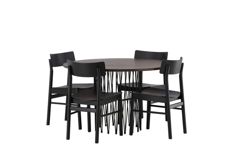 Stone Matgrupp 120 cm Rund med 4 Montros stolar - Svart - Products - Möbler - Bord & matgrupp - Matgrupp