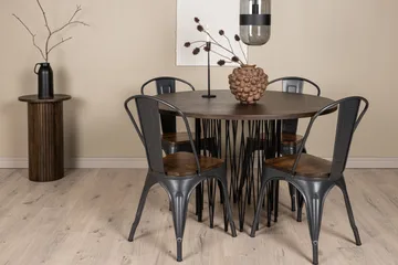 Stone Matgrupp 120 cm Rund med 4 Tempe stolar - Mocca - Products - Möbler - Bord & matgrupp - Matgrupp