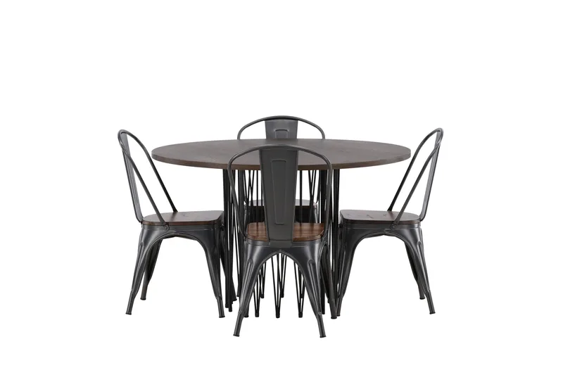 Stone Matgrupp 120 cm Rund med 4 Tempe stolar, Mocca