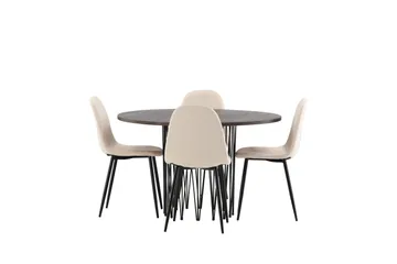 Stone Matgrupp 120 cm Rund med 4 Polar stolar - Beige - Products - Möbler - Bord & matgrupp - Matgrupp