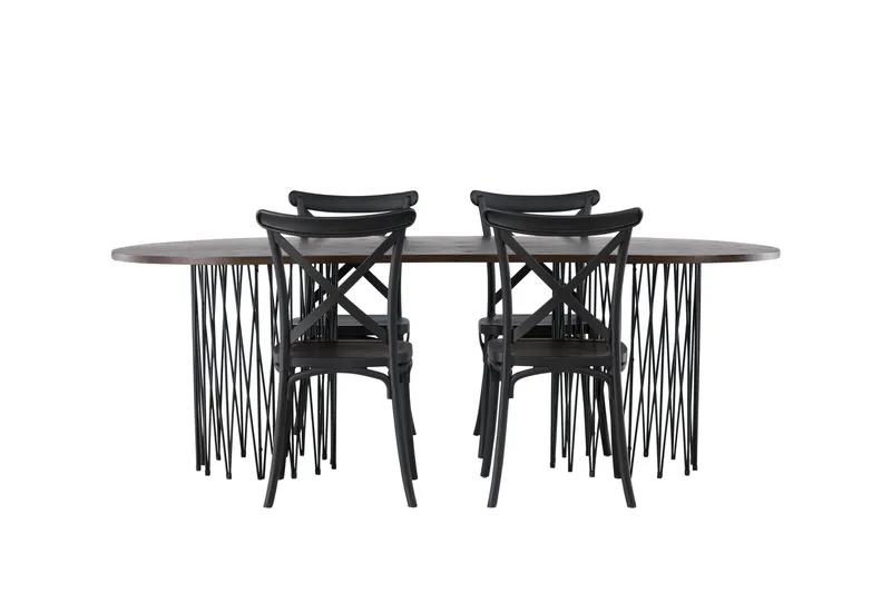 Stone Matgrupp 220 cm Oval med 4 Crosett stolar - Svart - Products - Möbler - Bord & matgrupp - Matgrupp