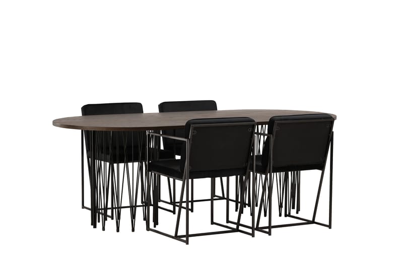 Stone Matgrupp 220 cm Oval med 4 Richmond stolar - Svart - Products - Möbler - Bord & matgrupp - Matgrupp