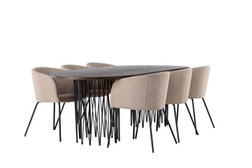 Stone Matgrupp 220 cm Rektangulär med 6 Berit stolar - Beige - Products - Möbler - Bord & matgrupp - Matgrupp