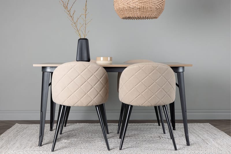 Tempe Matgrupp 140 cm Rektangulär med 4 Velvet stolar - Beige - Products - Möbler - Bord & matgrupp - Matgrupp