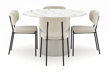 Uppveda Matbord 120 cm Rund med 4 Gemmiano Stolar - Vit - Products - Möbler - Bord & matgrupp - Matgrupp