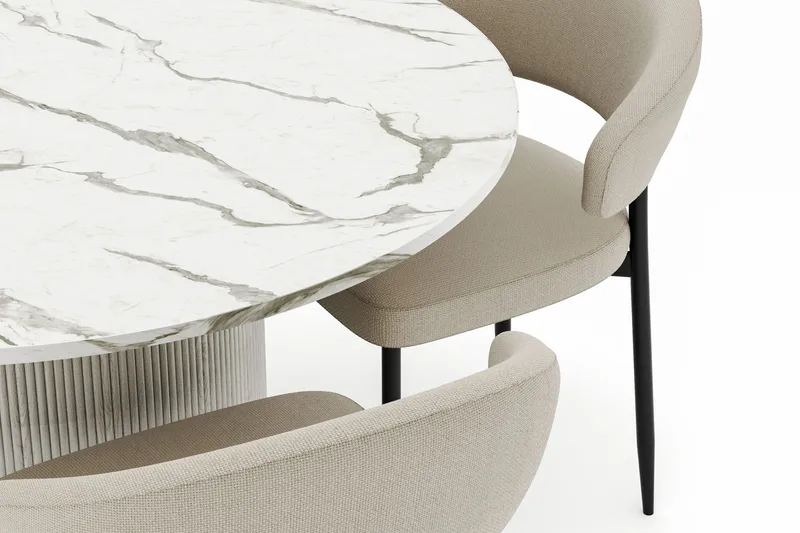 Uppveda Matbord 120 cm Rund med 4 Sawako Stolar - Vit - Products - Möbler - Bord & matgrupp - Matgrupp