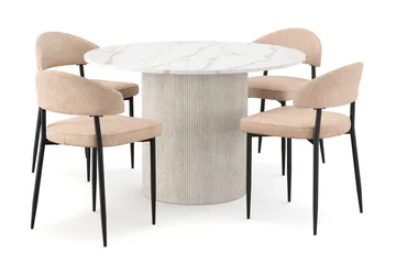 Uppveda Matbord 120 cm Rund med 4 st Jairam Matstolar - Vit - Products - Möbler - Bord & matgrupp - Matgrupp