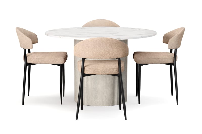 Uppveda Matbord 120 cm Rund med 4 st Jairam Matstolar - Vit - Products - Möbler - Bord & matgrupp - Matgrupp
