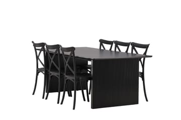 Vail Matgrupp 200 cm Rektangulär med 6 Crosett stolar - Svart - Products - Möbler - Bord & matgrupp - Matgrupp