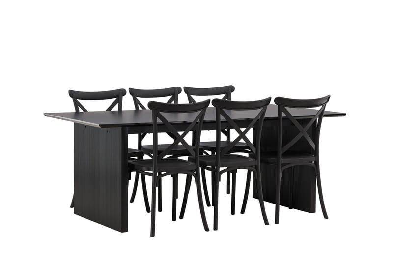 Vail Matgrupp 200 cm Rektangulär med 6 Crosett stolar - Svart - Products - Möbler - Bord & matgrupp - Matgrupp