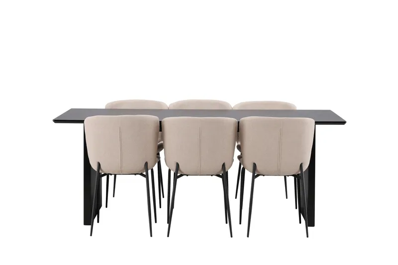 Vail Matgrupp 200 cm Rektangulär med 6 Modesto stolar - Beige - Products - Möbler - Bord & matgrupp - Matgrupp