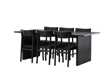 Vail Matgrupp 200 cm Rektangulär med 6 Montros stolar - Svart - Products - Möbler - Bord & matgrupp - Matgrupp