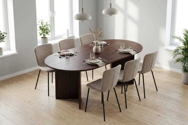 Vera Matgrupp rektangulärt 180 cm Valnöt med 6 Katy Matstolar - Valnöt - Products - Möbler - Bord & matgrupp - Matgrupp