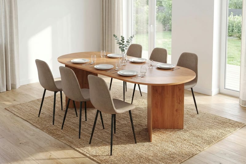 Vera Matgrupp rektangulärt 220 cm Ek med 6 Nibe Matstolar - Ek - Products - Möbler - Bord & matgrupp - Matgrupp