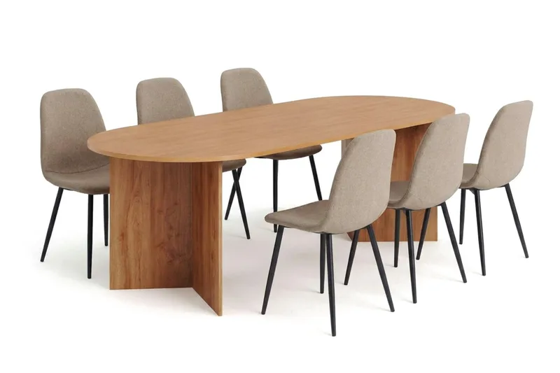 Vera Matgrupp rektangulärt 220 cm Ek med 6 Nibe Matstolar, Ek