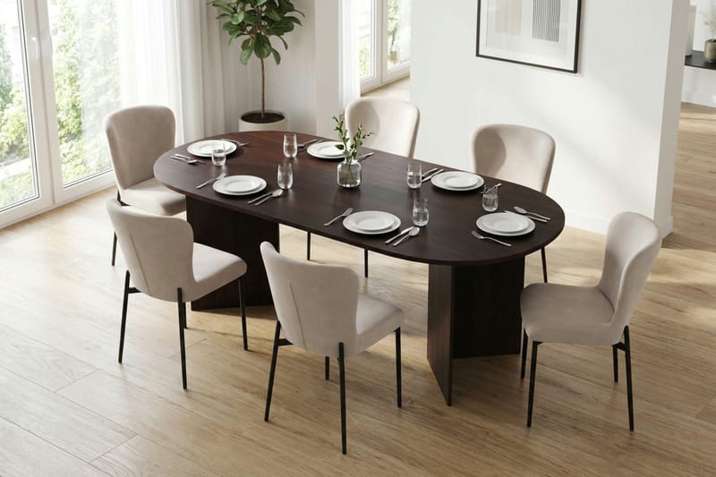 Vera Matgrupp rektangulärt 220 cm Rökt Ek med 6 Elsie Matstolar - Rökt ek - Products - Möbler - Bord & matgrupp - Matgrupp