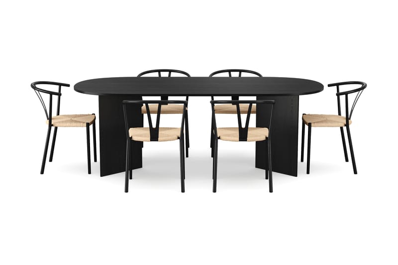 Vera Matgrupp rektangulärt 220 cm Svart med 6 Elysia Matstolar - Svartlaserad ek - Products - Möbler - Bord & matgrupp - Matgrupp