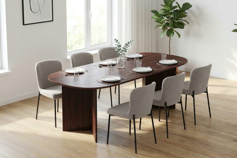 Vera Matgrupp rektangulärt 220 cm Valnöt med 6 Elsie Matstolar - Valnöt - Products - Möbler - Bord & matgrupp - Matgrupp