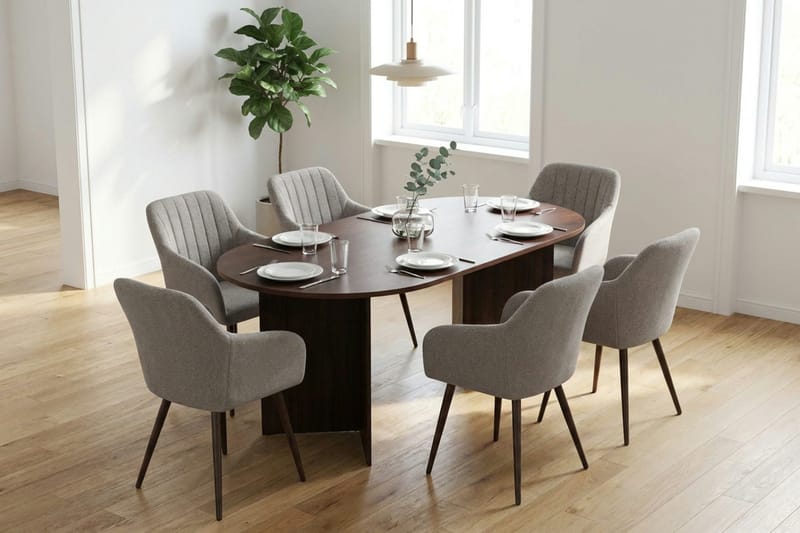 Vera Matgrupp rektangulärt 220 cm Valnöt med 6 Filippa Matstolar - Valnöt - Products - Möbler - Bord & matgrupp - Matgrupp