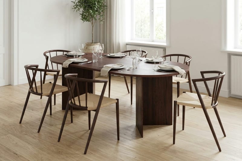 Vera Matgrupp rektangulärt 220 cm Valnöt med 6 Winston Matstolar - Valnöt - Products - Möbler - Bord & matgrupp - Matgrupp
