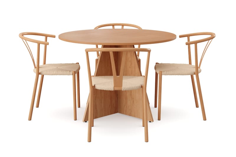 Vera Matgrupp runt 110 cm Ek med 4 Elysia Matstolar - Ek - Products - Möbler - Bord & matgrupp - Matgrupp