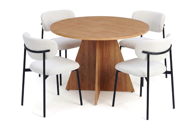 Vera Matgrupp runt 110 cm Ek med 4 Lucy Matstolar - Ek - Products - Möbler - Bord & matgrupp - Matgrupp