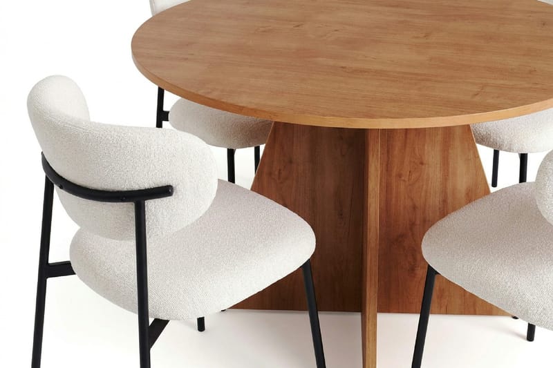 Vera Matgrupp runt 110 cm Ek med 4 Lucy Matstolar - Ek - Products - Möbler - Bord & matgrupp - Matgrupp