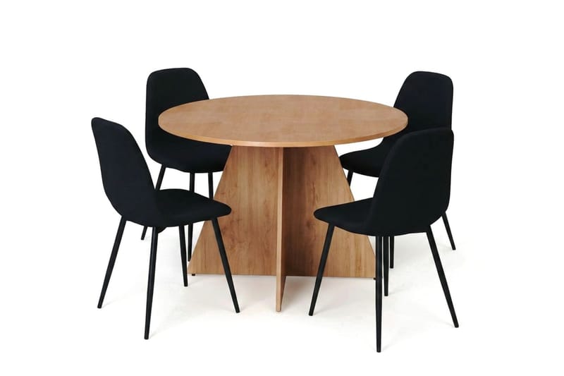Vera Matgrupp runt 110 cm Ek med 4 Nibe Matstolar - Ek - Products - Möbler - Bord & matgrupp - Matgrupp