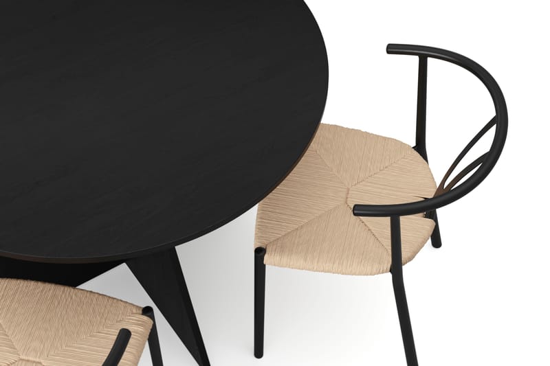 Vera Matgrupp runt 110 cm Svart med 4 Elysia Matstolar - Svartlaserad ek - Products - Möbler - Bord & matgrupp - Matgrupp