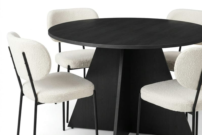 Vera Matgrupp runt 110 cm Svart med 4 Gemmiano Matstolar - Svartlaserad ek - Products - Möbler - Bord & matgrupp - Matgrupp