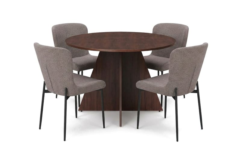Vera Matgrupp runt 110 cm Valnöt med 4 Elsie Matstolar - Valnöt - Products - Möbler - Bord & matgrupp - Matgrupp